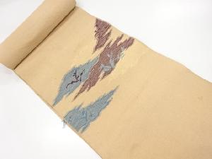 アンティーク　霞に草葉模様織出し名古屋帯地反物